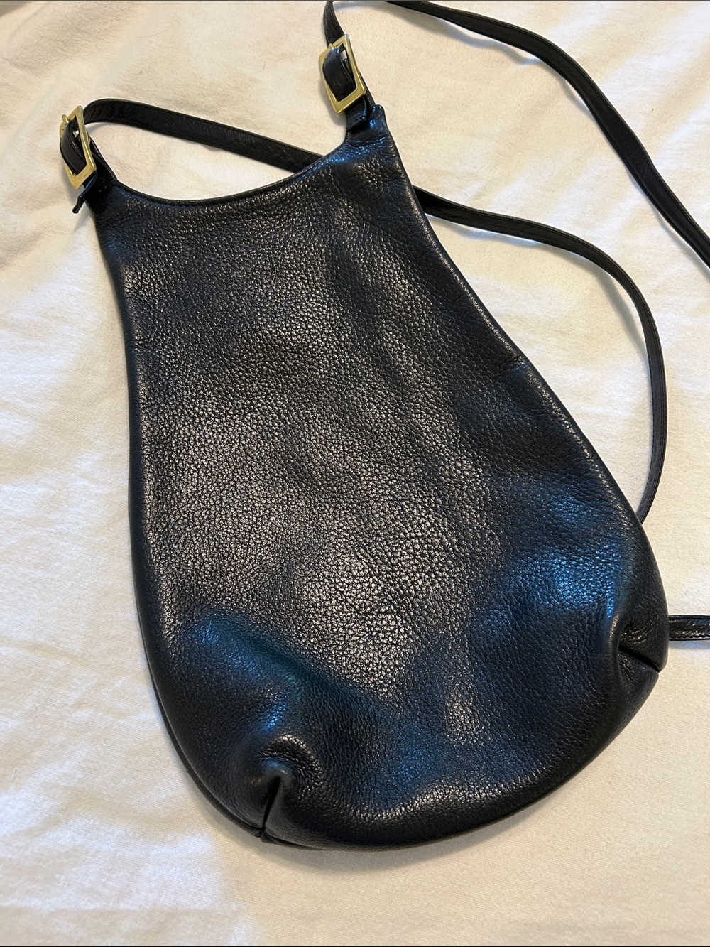 Libaire California Black Leather Crossbody Backpack with Gold-Tone Buckles